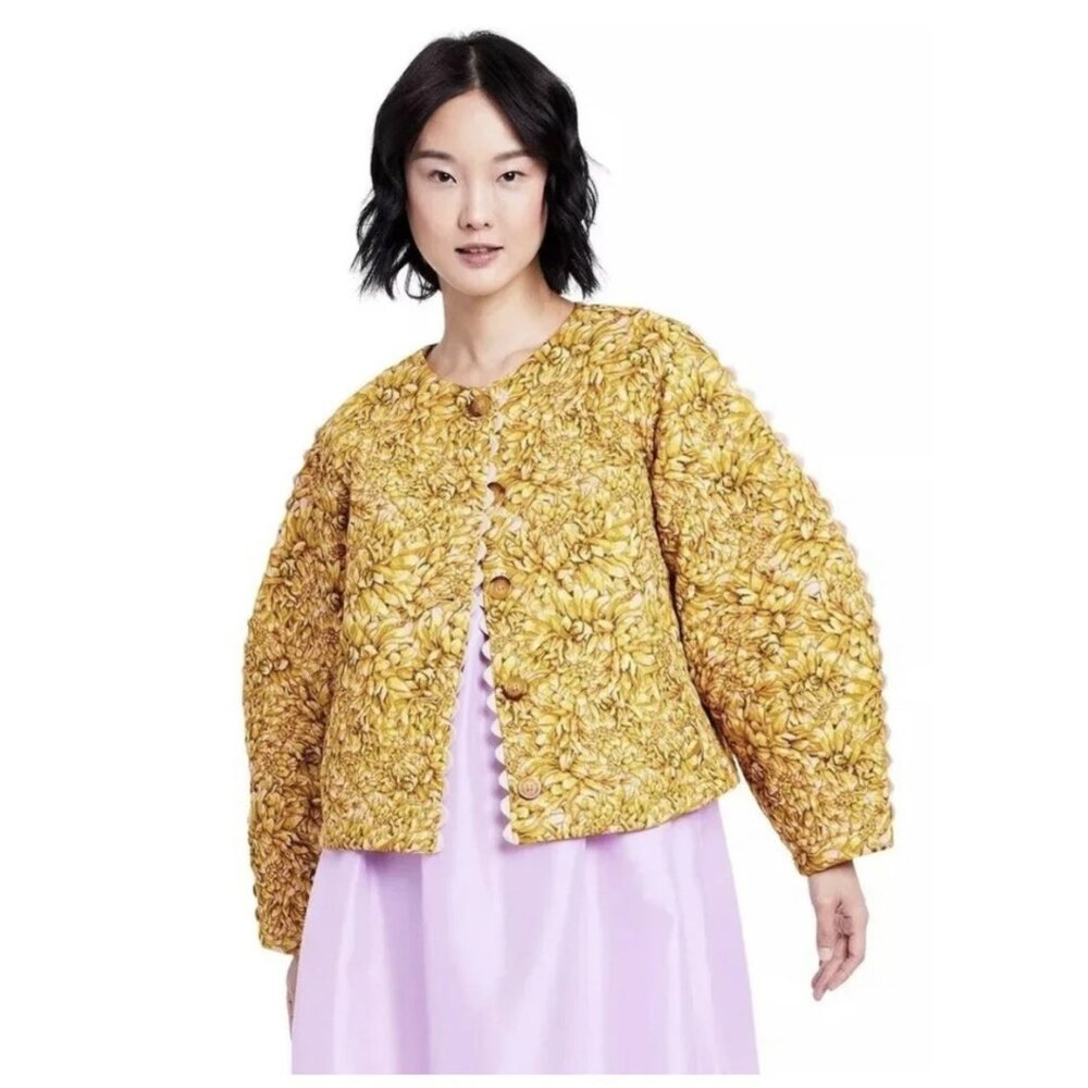 !! Kika Vargas x Target Mum Floral Quilted Jacket in Yellow Gold sz xs